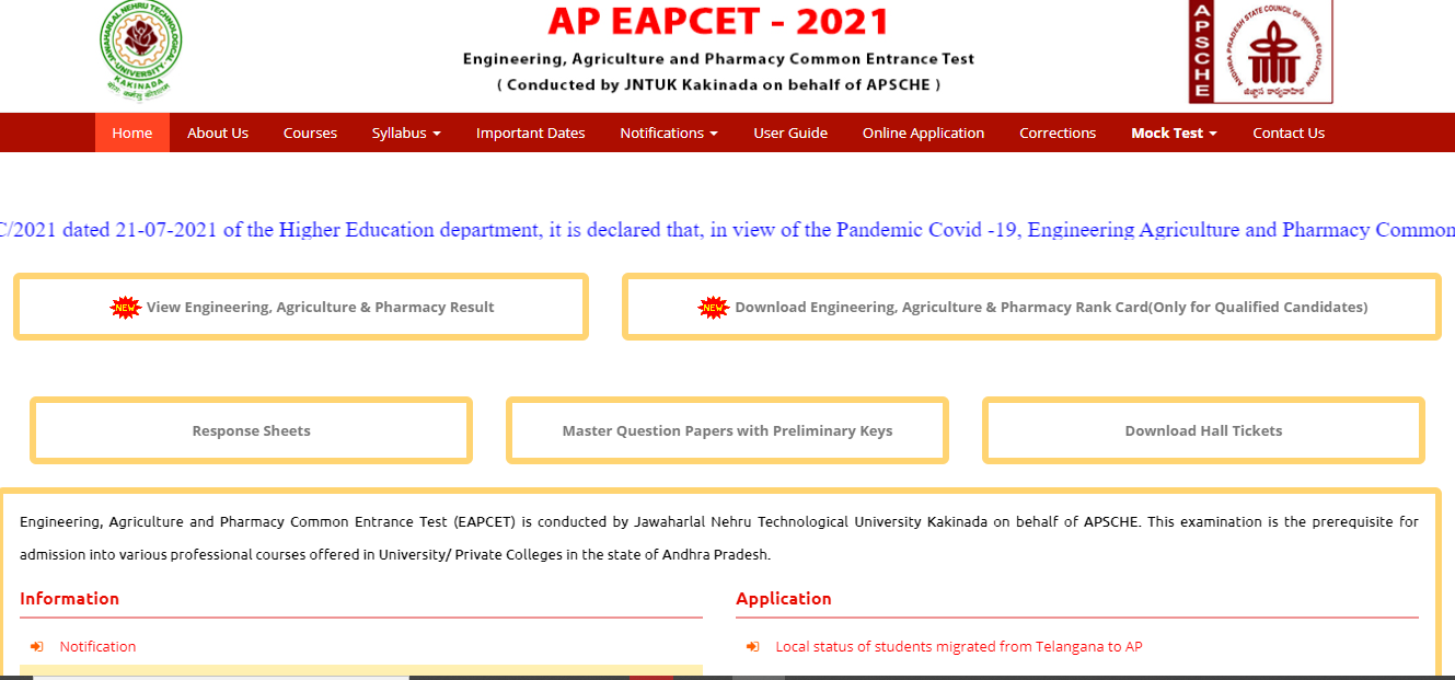 Govt. AP-Eamcet 2021 - 1st & 2nd Counselling dates, documents list details